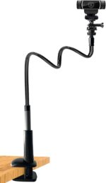 30 Inch Webcam Stand Camera Mount, Upgraded Thick Base Flexible Gooseneck Camera Stand Desk Webcam Mount Clamp for Logitech Webcams C930e C930 C920 C922x C922 Brio 4K C925e C615, Gopro Hero 8 7 6 5 4 - Image 2