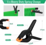 Green Screen Backdrop Kit, 5 x 6.5 ft Portable Green Screen with T-Shaped Stand, Carrying Bag, 5 Clamps, Photography Greenscreen Background Kit for Streaming, Gaming, Zoom - Image 6