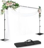 EMART Backdrop Stand, 8.5ft Height 10ft Width Adjustable Photography Background Support Poles with Heavy Duty Flat Base, Photo Metal Steel Pipe and Drape Frame Kit for Parties Birthday Wedding - Black - Image 2