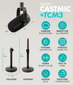 Movo Portable Podcast Equipment Bundle for iPhone/Android Phones- Podcast Kit with Audio Interface, 2 CastMic Dynamic Mics, 2 Table Stands - For Smartphones, Computers, PC, Mac - Lightning, USB, USB-C - Image 6