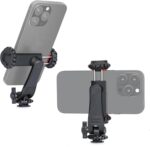 Zeadio Universal Phone Tripod Mount, Cell Phone Holder Clamp with Dual Rotatable Cold Shoe, 360° Rotation & 180° Tilt for Camera Hot Shoe, Vlogging, Video Recording - Image 2
