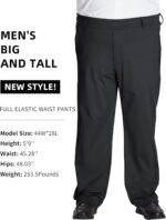 Idtswch Mens Big and Tall Full Elastic Waist Pants Stretch Slacks Casual with Zipper Fly and Pockets - Image 7