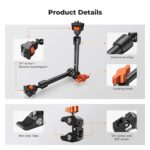 K&F CONCEPT 11" Magic Arm Clamp with Super Clamp ARRI 1/4" & 3/8" Thread Screw, 360° Ball Heads Arm with Clamp Mount for Monitor, LED Light, Webcam, Action Camera - Image 5