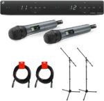 Sennheiser XSW 1-825 Dual-A Channel Wireless Microphone System with 2X Tripod Mic Stand & 2X XLR-XLR Cable Bundle - Image 2