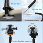 30 Inch Webcam Stand Camera Mount, Upgraded Thick Base Flexible Gooseneck Camera Stand Desk Webcam Mount Clamp for Logitech Webcams C930e C930 C920 C922x C922 Brio 4K C925e C615, Gopro Hero 8 7 6 5 4 - Image 3
