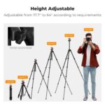 K&F CONCEPT 63" Aluminum Travel Tripod for Camera w Phone Holder, Non-Reversible Lightweight Compact Tripod Weighs 2.6lb, Max Load 22lb for Camera DSLR Mirrorless Spotting Scope Camcorders Phone - Image 7