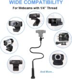 30 Inch Webcam Stand Camera Mount, Upgraded Thick Base Flexible Gooseneck Camera Stand Desk Webcam Mount Clamp for Logitech Webcams C930e C930 C920 C922x C922 Brio 4K C925e C615, Gopro Hero 8 7 6 5 4 - Image 6