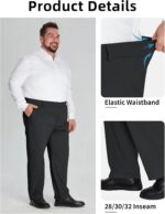 Idtswch Mens Big and Tall Full Elastic Waist Pants Stretch Slacks Casual with Zipper Fly and Pockets - Image 5