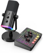 FIFINE Gaming Audio Mixer Bundle with Computer Streaming Microphone, 4-Channel RGB Mixer Set with XLR Interface, 48V Phantom Power, Dynamic Mic with Mute Button for Game Voice Podcast YouTube(SC3+AM8) - Image 2