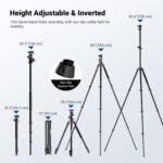 NEEWER 90 Inch Tall Overhead Horizontal Camera Tripod Monopod with Ball Head & Flexible Center Column, Metal DSLR Video Travel Stand, Arca Type QR Plate & Inverted Legs, Max Load 10 kg / 22 lbs, TP63 - Image 5