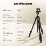 K&F CONCEPT 63" Aluminum Travel Tripod for Camera/Phone, 2.6 lbs Compact Lightweight with Arca Ball Head, 22 lbs Max Load Heavy Duty for DSLR Mirrorless iPhone Video Recording - Image 8