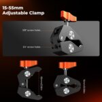 K&F CONCEPT 9.8" Magic Arm Clamp Kit with 1/4" & 3/8" Thread Screw 360° Ball Heads Articulating Magic Arm Camera Mount for Monitor, Flash, LED Light, Microphone, Camera Cage, Action Camera - Image 6