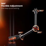 K&F CONCEPT 9.8" Magic Arm Clamp Kit with 1/4" & 3/8" Thread Screw 360° Ball Heads Articulating Magic Arm Camera Mount for Monitor, Flash, LED Light, Microphone, Camera Cage, Action Camera - Image 3