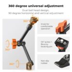 K&F CONCEPT 11" Magic Arm Clamp with Super Clamp ARRI 1/4" & 3/8" Thread Screw, 360° Ball Heads Arm with Clamp Mount for Monitor, LED Light, Webcam, Action Camera - Image 4