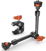 K&F CONCEPT 11" Magic Arm Clamp with Super Clamp ARRI 1/4" & 3/8" Thread Screw, 360° Ball Heads Arm with Clamp Mount for Monitor, LED Light, Webcam, Action Camera - Image 2