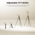 K&F CONCEPT 63" Aluminum Travel Tripod for Camera/Phone, 2.6 lbs Compact Lightweight with Arca Ball Head, 22 lbs Max Load Heavy Duty for DSLR Mirrorless iPhone Video Recording - Image 7