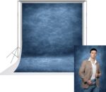 UrcTepics 8×10ft Abstract Dark Blue Fabric Photography Backdrop for Studio, Headshot, Senior Portrait, School, Yearbook, Graduation & Audition. - Image 2