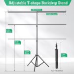 Green Screen Backdrop Kit, 5 x 6.5 ft Portable Green Screen with T-Shaped Stand, Carrying Bag, 5 Clamps, Photography Greenscreen Background Kit for Streaming, Gaming, Zoom - Image 4