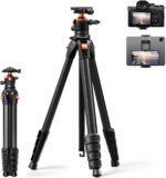 K&F CONCEPT 63" Aluminum Travel Tripod for Camera/Phone, 2.6 lbs Compact Lightweight with Arca Ball Head, 22 lbs Max Load Heavy Duty for DSLR Mirrorless iPhone Video Recording - Image 2