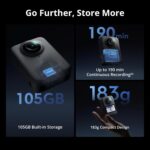 DJI Osmo 360 Essential Combo, 360 Camera with 1-Inch 360° Imaging, Native 8K 360° Video, 4K/120fps & 170° Boost Video, 1.2m Invisible Selfie Stick Kit, Extended Battery Life with 2 Batteries - Image 7