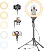 UBeesize 12'' LED Ring Light with 62'' Tripod Stand, Selfie Ring Light for Video Recording, Live Streaming, TikTok & YouTube, Compatible with iPhone & Android (Black) - Image 2