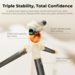 K&F CONCEPT 63" Aluminum Travel Tripod for Camera/Phone, 2.6 lbs Compact Lightweight with Arca Ball Head, 22 lbs Max Load Heavy Duty for DSLR Mirrorless iPhone Video Recording - Image 5