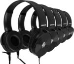 Classroom Headphones Bulk 5 Pack, Student On Ear Color Varieties, Comfy Swivel Earphones for Library, School, Airplane, Kids, for Online Learning and Travel, Noise Stereo Sound 3.5mm Jack (Black) - Image 2