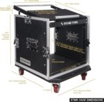 Sound Town Enhanced 1/2" (12mm) Plywood 10U PA DJ Pro Audio Rack/Road ATA Case with 11U Slant Mixer Top, 20’’ Rackable Depth and Casters, 10 Space Size, Pro Tour Grade (STMR-10UW) - Image 7
