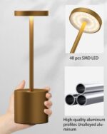 2Pack Cordless Table Lamp, Rechargeable LED Battery 5000mAh Metal USB Portable Powered Desk Lamp, 3 Levels Brightness Light for Restaurants Outdoor (2pack 10.25in Titanium) - Image 10