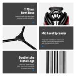 NEEWER 79"/200cm Video Tripod, Heavy Duty Aluminum Alloy Camera Tripod Stand with 360° Fluid Drag Head, QR Plate Compatible with Canon Nikon Sony and Other DSLR Camera Camcorder, Load Up to 17.6lb/8kg - Image 4