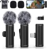 Wireless Mini Microphone for iPhone, iPad, Android, 2 Pack Lavalier Mic with 360° Rotatable Clip, Plug and Play Noise Reduction USB-C Mic for Video Recording YouTube TikTok Podcast Content Creators - Image 2
