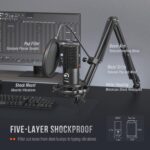FIFINE Studio Condenser USB Microphone Computer PC Microphone Kit with Adjustable Boom Arm Stand Shock Mount for Instruments Voice Overs Recording Podcasting YouTube Vocal Gaming Streaming-T669 - Image 7