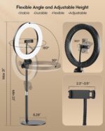 Desk Ring Light with Stand - 10.5'' Desktop Ring Light with Phone Holder for Video Recording, Circle Light for Computer Zoom Meeting Video Conference Lighting Video Calls Podcast Streaming - Image 6