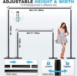Pipe and Drape Backdrop Stand, 8x10ft Heavy Duty Backdrop Stand with Metal Base, Adjustable Height & Width, Black Background Holder for Wedding Photography Birthday Party Baby Shower Decor - Image 3