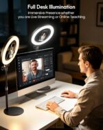 Desk Ring Light with Stand - 10.5'' Desktop Ring Light with Phone Holder for Video Recording, Circle Light for Computer Zoom Meeting Video Conference Lighting Video Calls Podcast Streaming - Image 9