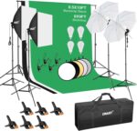 EMART 8.5 x 10 ft Backdrop Support System, Professional Photography Lighting Kit with 5500K 50W LED, 6 * 9ft Backdrop *3, Reflector,Umbrellas&Softbox Lighting Kit for Studio, Portrait, Video Shooting - Image 2