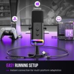 FIFINE USB/XLR Dynamic Microphone for Podcast Recording, PC Computer Gaming Streaming Mic with RGB Light, Mute Button, Headphones Jack, Desktop Stand, Vocal Mic for Singing YouTube-AmpliGame AM8 - Image 8