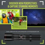 High-Power 500mm/1000mm f/8 Manual Telephoto Lens for Canon EOS 80D, 90D, Rebel T3, T3i, T5, T5i, T6i, T6s, T7, T7I, T8I, SL3, 60D, 70D, 5D, EOS5D IV, 6D II, 7D II SLR Cameras - Image 9