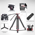 miliboo Heavy Duty Tripod Professional Video Tripod Fluid Head Tripod with Adjustable Damping, Photography Tripod for Large Equipment, Load 33 lbs, Included Ground Spreader, Aluminum MTT609A - Image 4