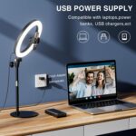 Desk Ring Light with Stand - 10.5'' Desktop Ring Light with Phone Holder for Video Recording, Circle Light for Computer Zoom Meeting Video Conference Lighting Video Calls Podcast Streaming - Image 10