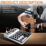 Professional 4-Channel DJ Audio Mixer, Bluetooth Sound Board with USB MP3 Input & 48V Phantom Power for Karaoke, Podcasting, Live Streaming & Home Recording, Fathers Day Dad Gifts for Husband Men - Image 7