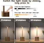 2Pack Cordless Table Lamp, Rechargeable LED Battery 5000mAh Metal USB Portable Powered Desk Lamp, 3 Levels Brightness Light for Restaurants Outdoor (2pack 10.25in Titanium) - Image 3