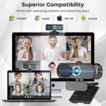 1080P HD Webcam with Microphone, Noise Cancellation, Privacy Cover, Wide-Angle Lens, Auto Light Correction, Plug & Play USB Webcam for Laptop, Desktop, PC, Mac, Zoom, Skype, Streaming (Black) - Image 7