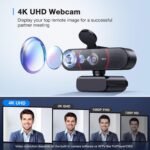 EMEET C960 4K Webcam for PC, 4K UHD CMOS Sensor, PDAF Auto Focus, Dual Omnidirectional Mics, Auto Light Correction, 73° FOV, Plug&Play Webcam w/Privacy Cover, Works w/Zoom/Teams/Skype/Google Meet - Image 3