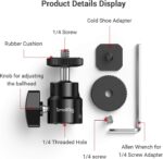 SmallRig 1/4" Camera Hot Shoe Mount, Ballhead Tripod with Additional 1/4" Screw, 2pcs Pack - 2059 - Image 6