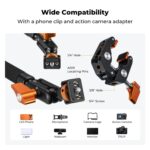 K&F CONCEPT 22" Magic Arm Clamp Kit, Overhead Desk Camera Mount, Long Articulating Friction Boom Arm for Phone, Action Camera, LED Light, Microphone - Image 4