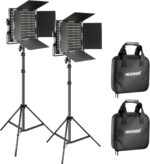 NEEWER 2 Pack Bi Color 660 LED Video Light and Stand Kit: (2) 3200-5600K CRI 96+ Dimmable Light with U Bracket and Barndoor, (2) 75 inches Light Stand for Studio Photography, Video Recording (Black) - Image 2