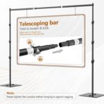 EMART Backdrop Stand, 8.5ft Height 10ft Width Adjustable Photography Background Support Poles with Heavy Duty Flat Base, Photo Metal Steel Pipe and Drape Frame Kit for Parties Birthday Wedding - Black - Image 4
