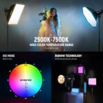 NEEWER CB200C 200W RGBWW COB LED Video Light, APP/2.4G 360° Color 2500K-7500K (Duv±0.0003) 23000lux/m Bowens Metal Shell Silent Continuous Output Lighting TLCI/CRI97+ for Photography Video Recording - Image 3