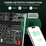 6 channel professional portable mixer, 320 DSP effects + 48V phantom power, Bluetooth sound card + 7-Band Eq Output, for PC recording, karaoke studio effects, and streaming playback - Image 7